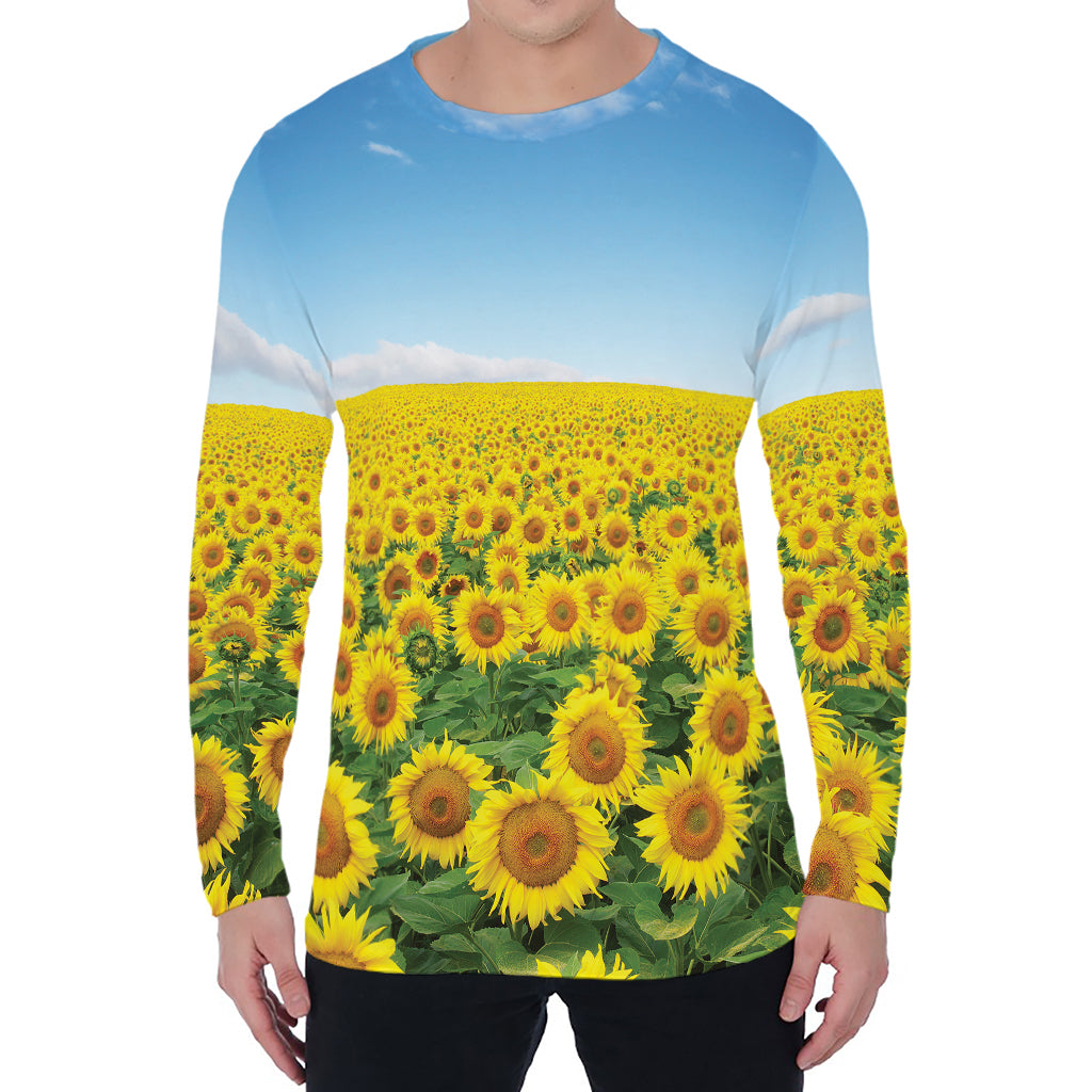 Sunflower Field Print Men's Long Sleeve T-Shirt