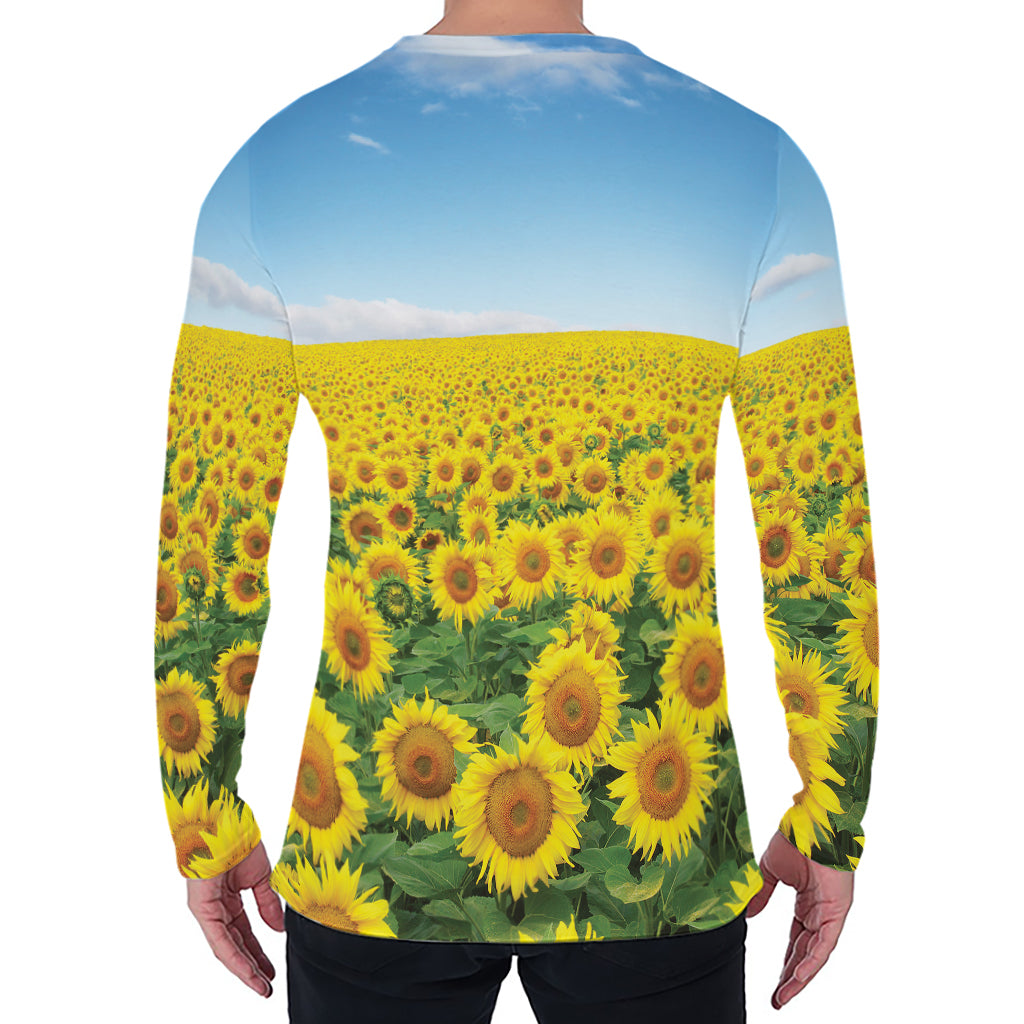 Sunflower Field Print Men's Long Sleeve T-Shirt