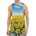 Sunflower Field Print Men's Muscle Tank Top