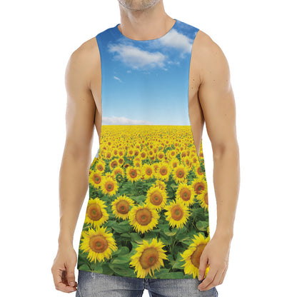 Sunflower Field Print Men's Muscle Tank Top
