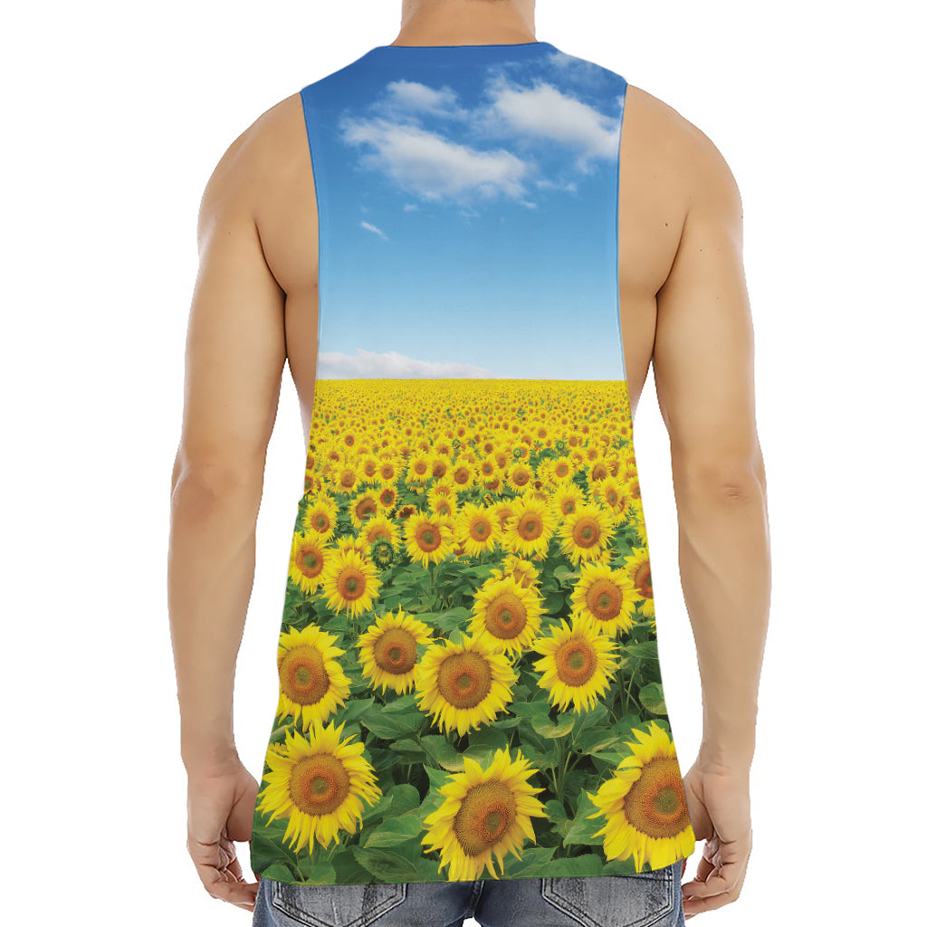 Sunflower Field Print Men's Muscle Tank Top