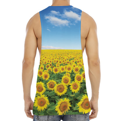 Sunflower Field Print Men's Muscle Tank Top