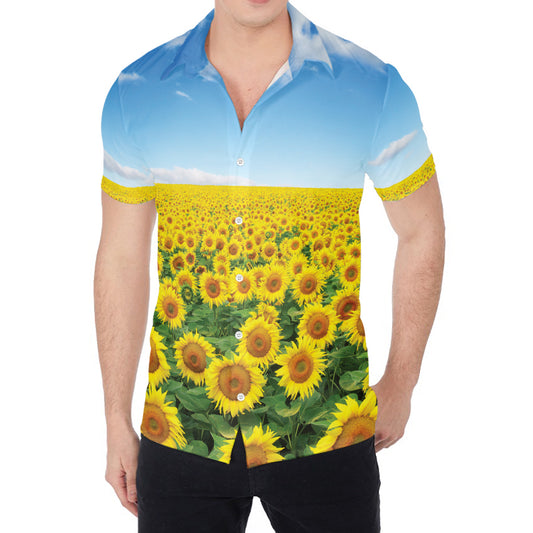 Sunflower Field Print Men's Shirt