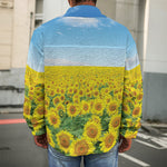 Sunflower Field Print Men's Shirt Jacket