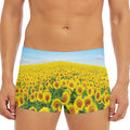 Sunflower Field Print Men's Short Boxer Briefs