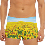 Sunflower Field Print Men's Short Boxer Briefs