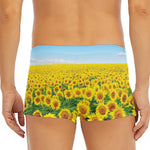 Sunflower Field Print Men's Short Boxer Briefs
