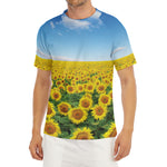 Sunflower Field Print Men's Short Sleeve Rash Guard