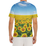 Sunflower Field Print Men's Short Sleeve Rash Guard