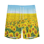 Sunflower Field Print Men's Sports Shorts