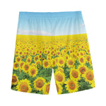 Sunflower Field Print Men's Sports Shorts