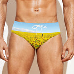 Sunflower Field Print Men's Swim Briefs
