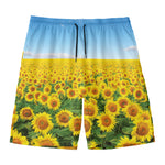 Sunflower Field Print Men's Swim Trunks
