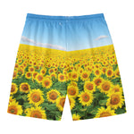 Sunflower Field Print Men's Swim Trunks