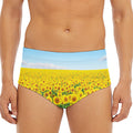 Sunflower Field Print Men's Triangle Swim Briefs