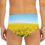 Sunflower Field Print Men's Triangle Swim Briefs