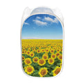 Sunflower Field Print Mesh Laundry Hamper