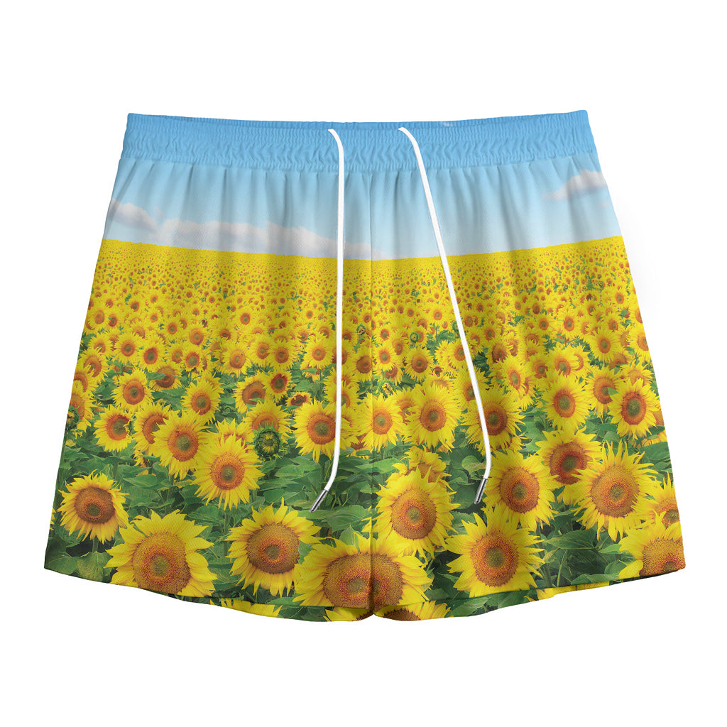 Sunflower Field Print Mesh Shorts