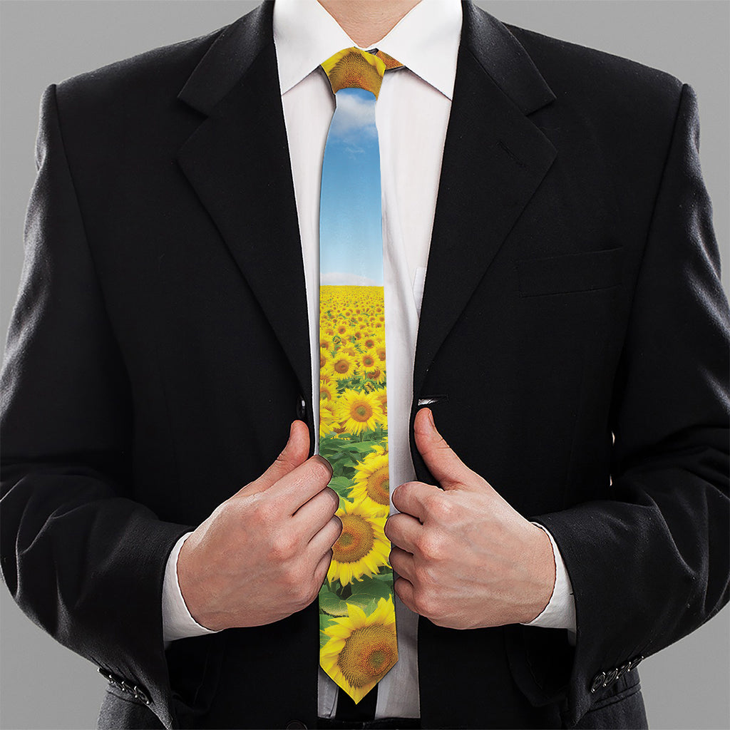Sunflower Field Print Necktie