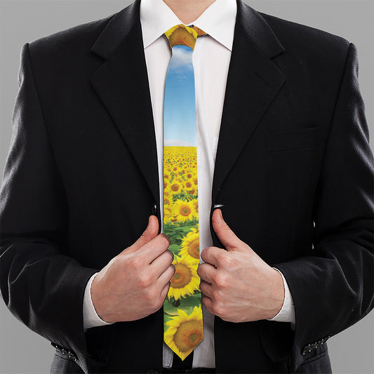 Sunflower Field Print Necktie
