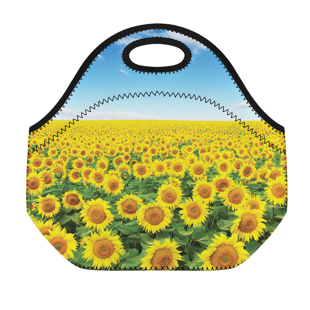 Sunflower Field Print Neoprene Lunch Bag