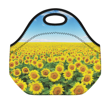 Sunflower Field Print Neoprene Lunch Bag