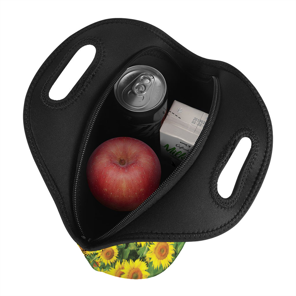 Sunflower Field Print Neoprene Lunch Bag