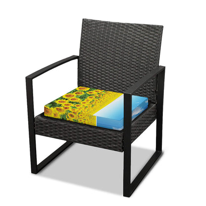 Sunflower Field Print Outdoor Seat Cushion Cover