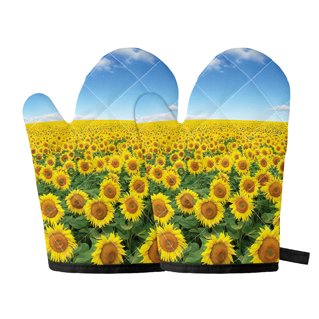 Sunflower Field Print Oven Mitts