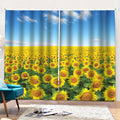 Sunflower Field Print Pencil Pleat Curtains