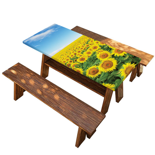Sunflower Field Print Picnic Table Cover