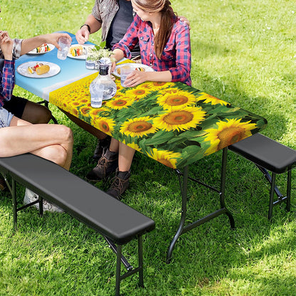 Sunflower Field Print Picnic Table Cover
