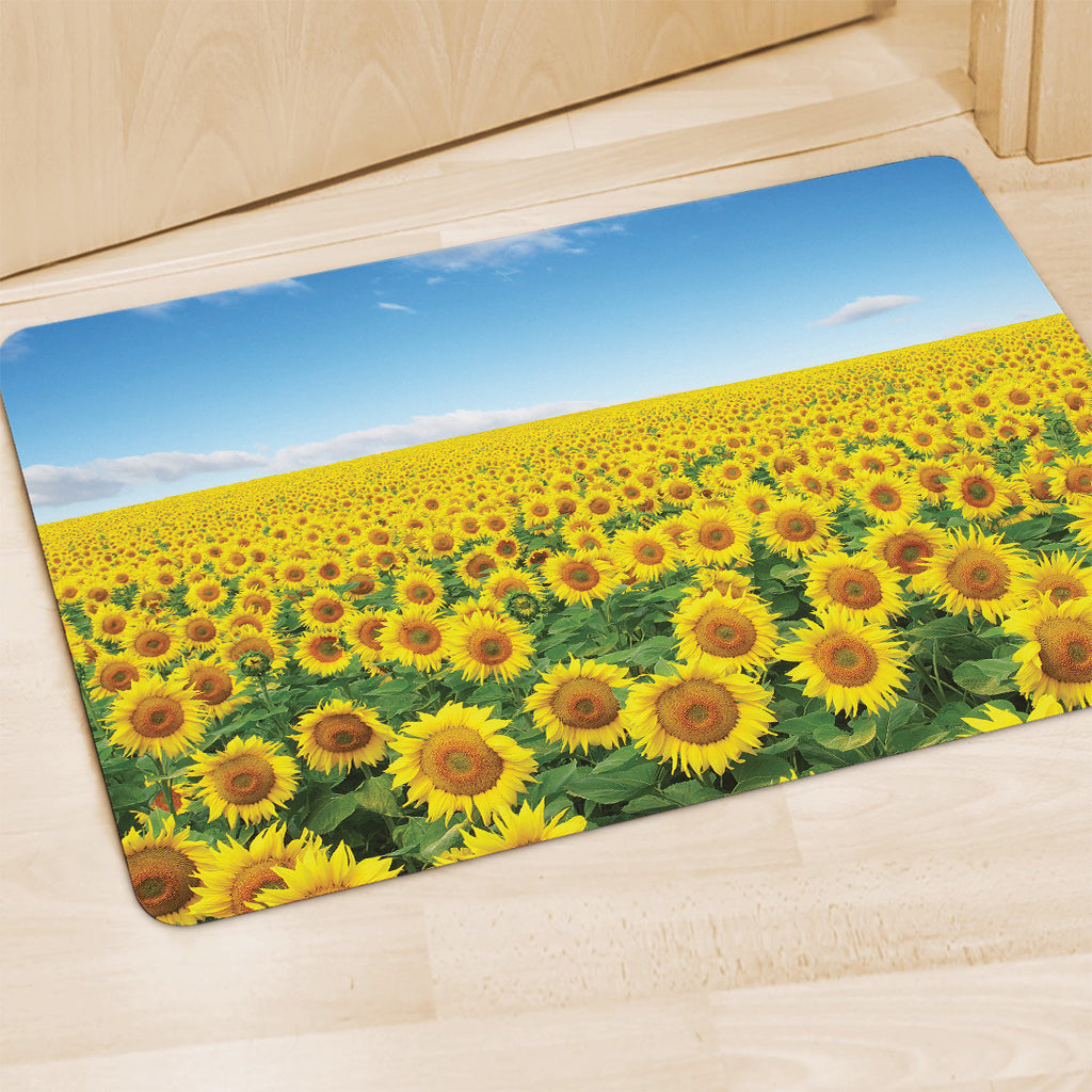 Sunflower Field Print Polyester Doormat
