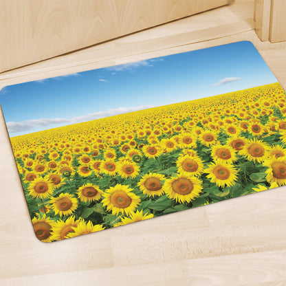 Sunflower Field Print Polyester Doormat