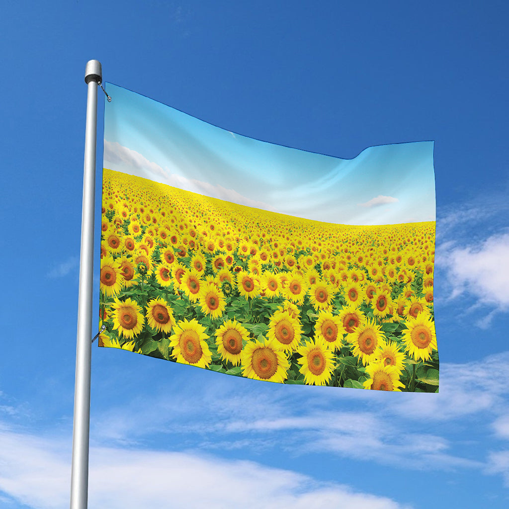 Sunflower Field Print Polyester Flag
