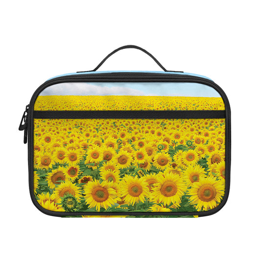 Sunflower Field Print Portable Lunch Bag