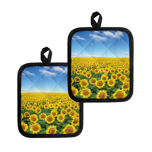 Sunflower Field Print Pot Holders