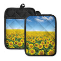 Sunflower Field Print Pot Holders With Pocket