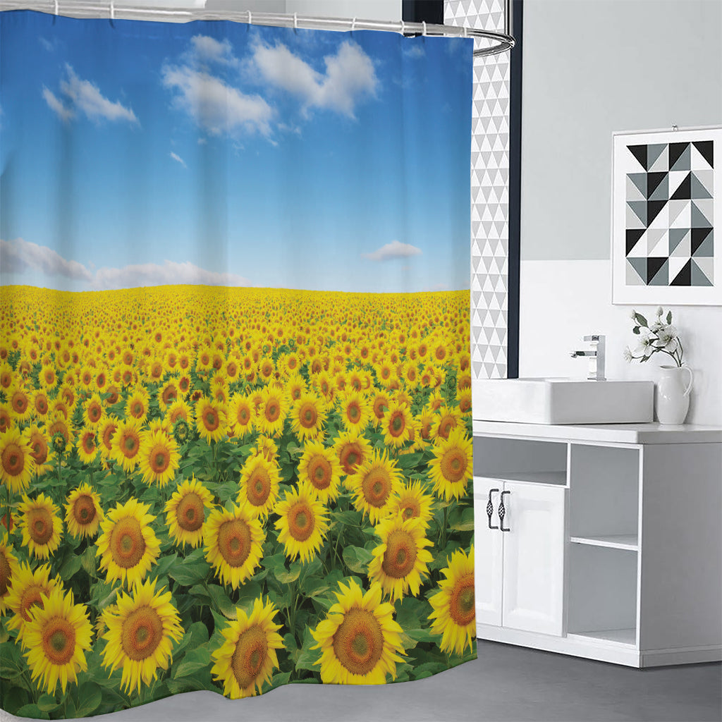 Sunflower Field Print Premium Shower Curtain