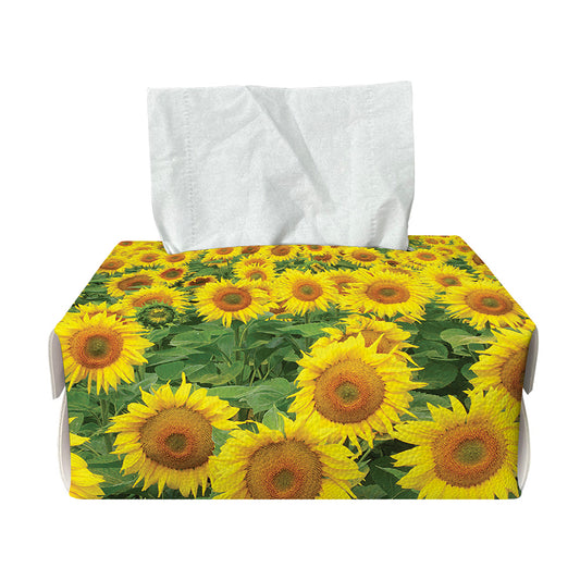 Sunflower Field Print Rectangle Tissue Box Cover