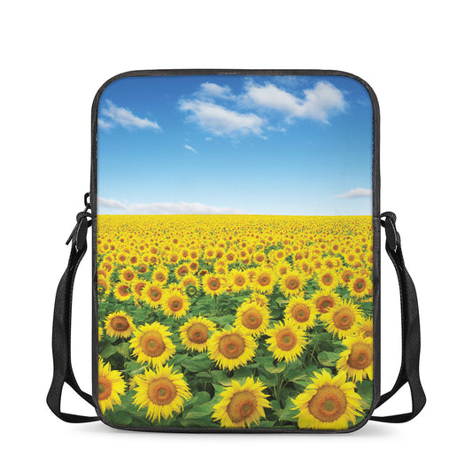 Sunflower Field Print Rectangular Crossbody Bag