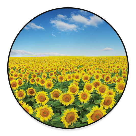 Sunflower Field Print Round Floor Mat