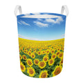 Sunflower Field Print Round Laundry Basket