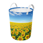 Sunflower Field Print Round Laundry Basket