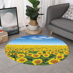 Sunflower Field Print Round Rug