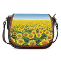 Sunflower Field Print Saddle Bag