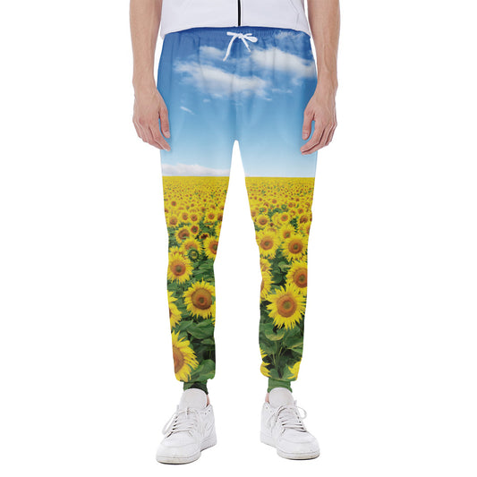 Sunflower Field Print Scuba Joggers