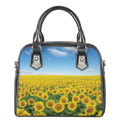 Sunflower Field Print Shoulder Handbag