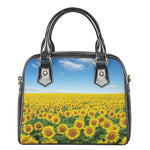 Sunflower Field Print Shoulder Handbag