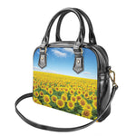 Sunflower Field Print Shoulder Handbag